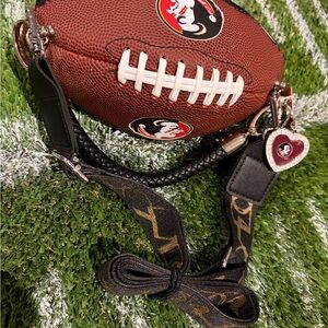 Football-Shaped Crossbody Bag with Team Logo